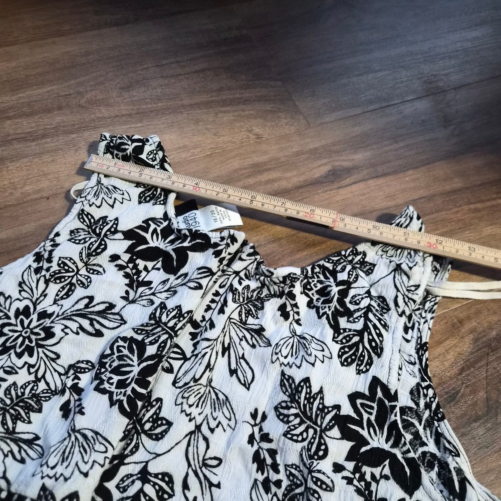 Studio 1940 Womens Mixed Print Crinkle Rayon Midi Dress Black White Floral 18/20 - Picture 10 of 10